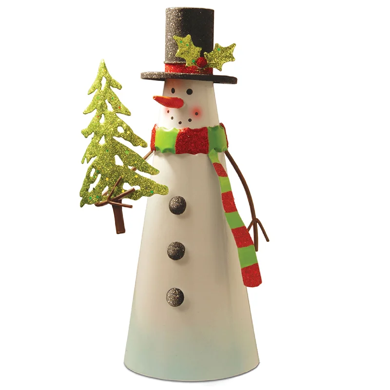 12" Metal Snowman Character
