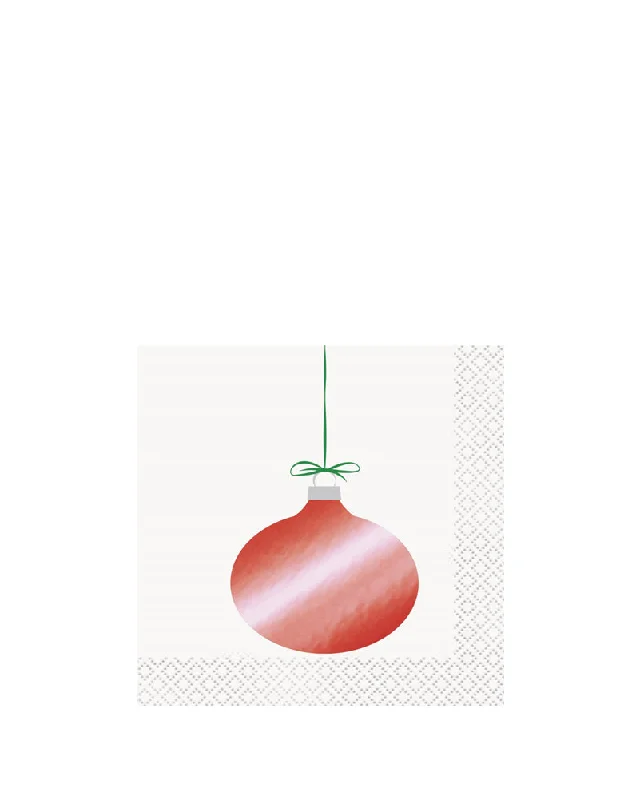 Red Ornament Christmas Beverage Napkins Pack of 16