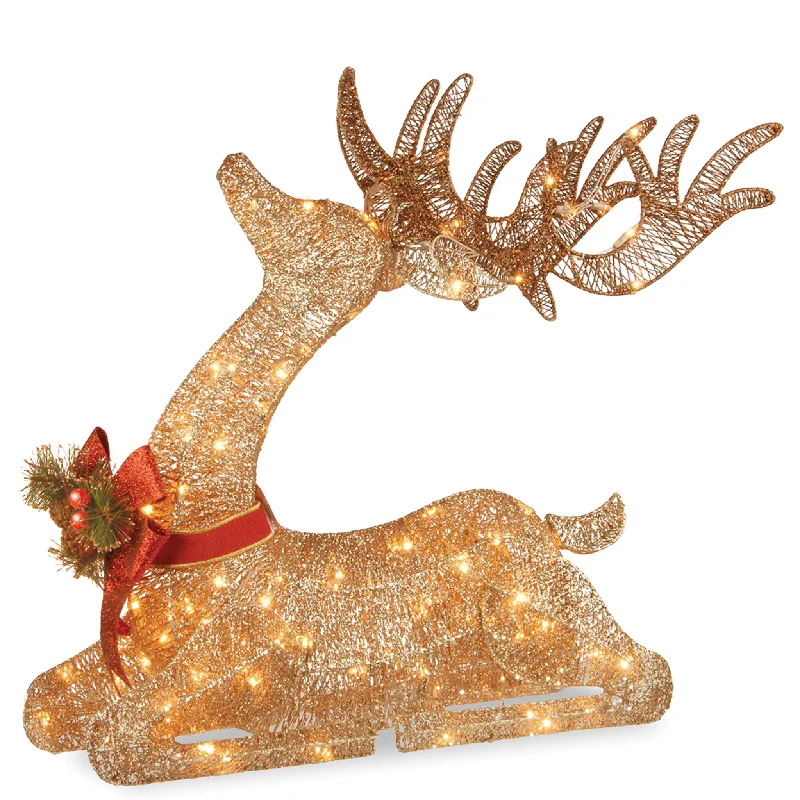 31" Sisal Splendor Champagne Lying Deer