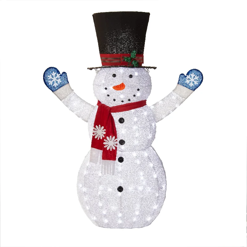 72" Snowman Decoration with White LED Lights
