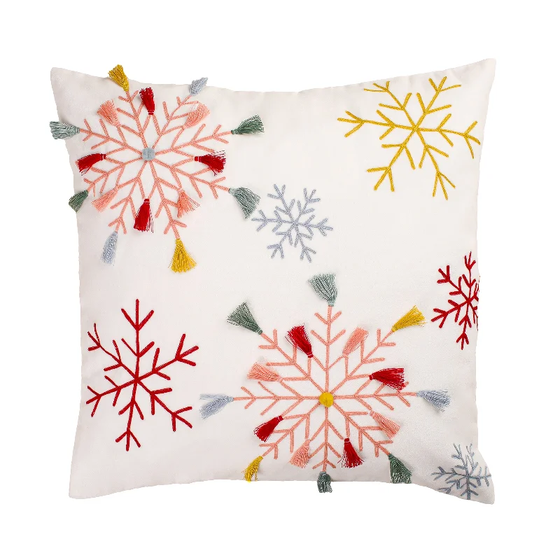 Velvet Snowflake Embroidery Pillow