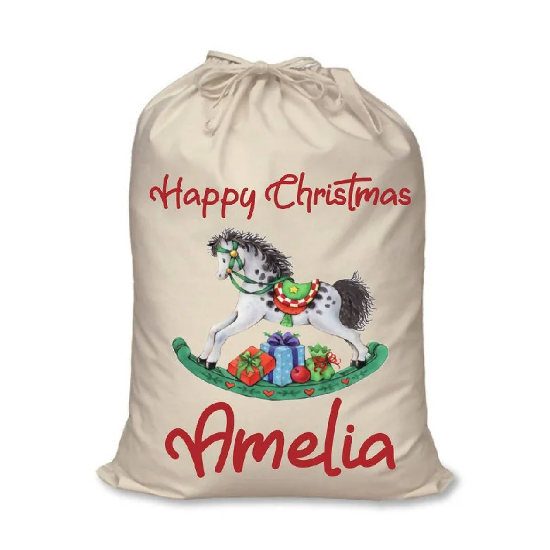 Vintage Rocking Horse Personalised Santa Sack
