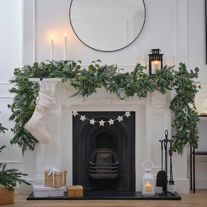 White Christmas Eucalyptus Foliage Garland